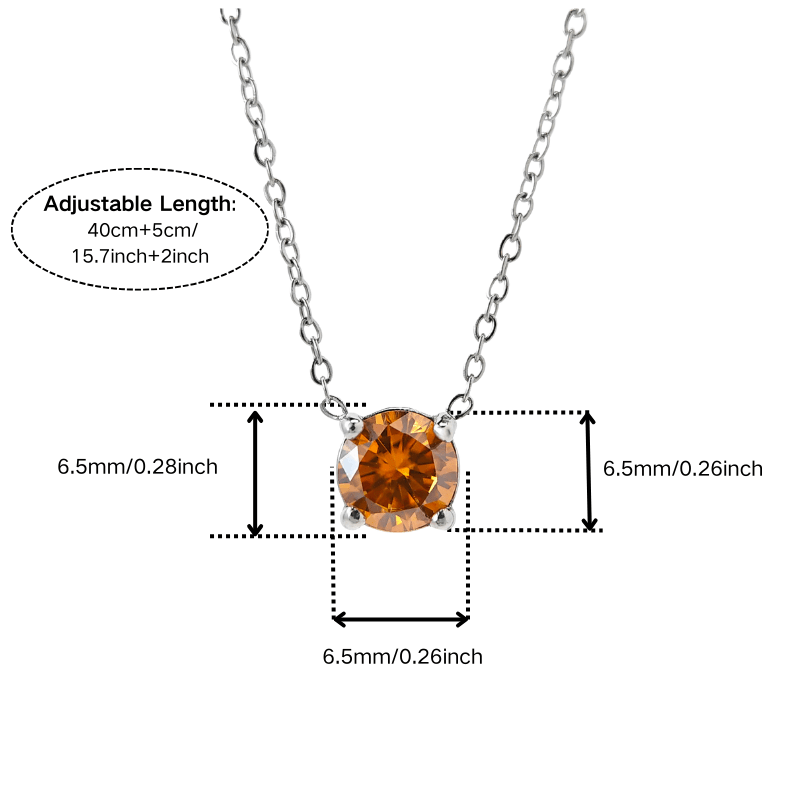 Minimalist Orange Moissanite Stainless Steel Pendant Necklace
